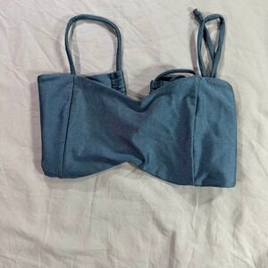 Tiger Friday Child XL Radiance Oceanside Blue Tie Back Crop Top Dance Convention